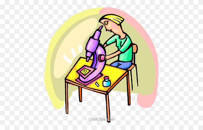 473x480 Scientist Looking Through Microscope Royalty Free Vector Clip Art - Scientist Clipart
