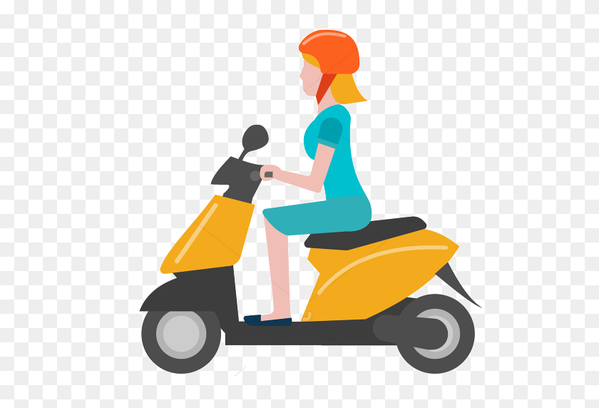 540x512 Scooter Clipart Couple - Moped Clipart