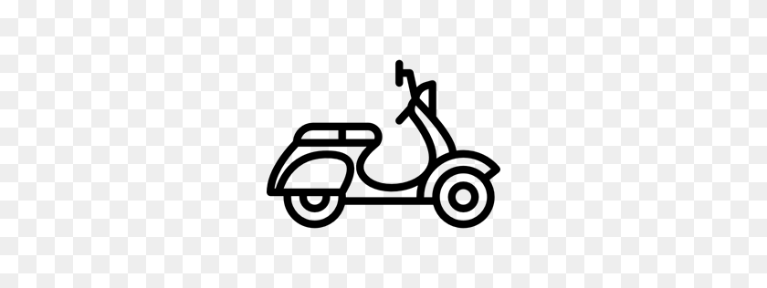 256x256 Скутер, Транспорт, Мотоцикл, Мотоцикл, Значок Vespa - Черно-Белый Скутер Клипарт