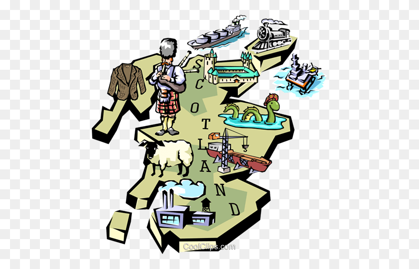 472x480 Карта Шотландии Роялти Бесплатно Векторные Иллюстрации - Экипаж Клипарт