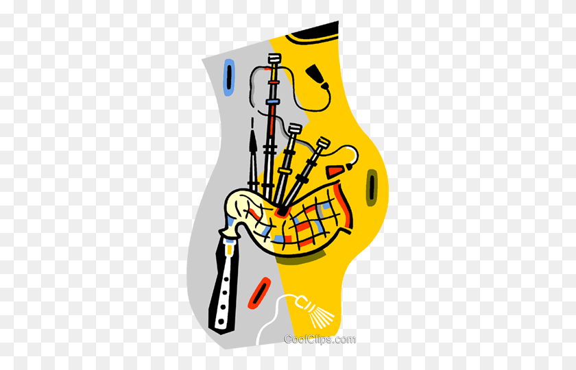 295x480 Scottish Bagpipes Royalty Free Vector Clip Art Illustration - Bagpipes Clipart