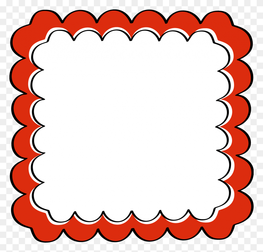 1222x1168 Scrapbook Frames And Borders Red Scalloped Frame - Scrapbook Clipart Free