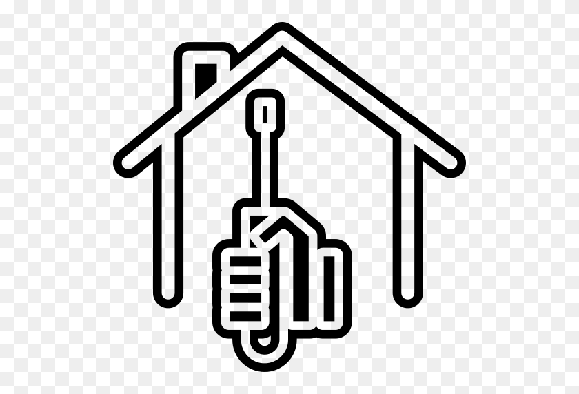 512x512 Screwdriver On Hand And House Outline Png Icon - House Outline PNG