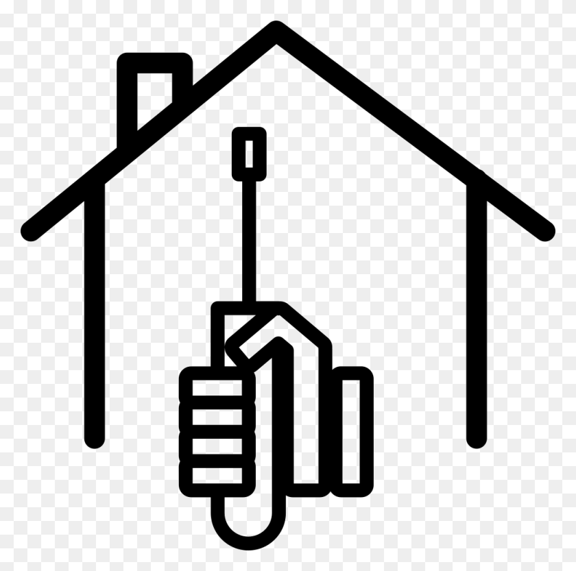 980x972 Screwdriver On Hand And House Outline Png Icon Free Download - House Outline PNG