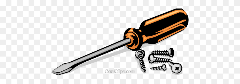 480x237 Screwdriver With Screws Royalty Free Vector Clip Art Illustration - Screwdriver Clipart