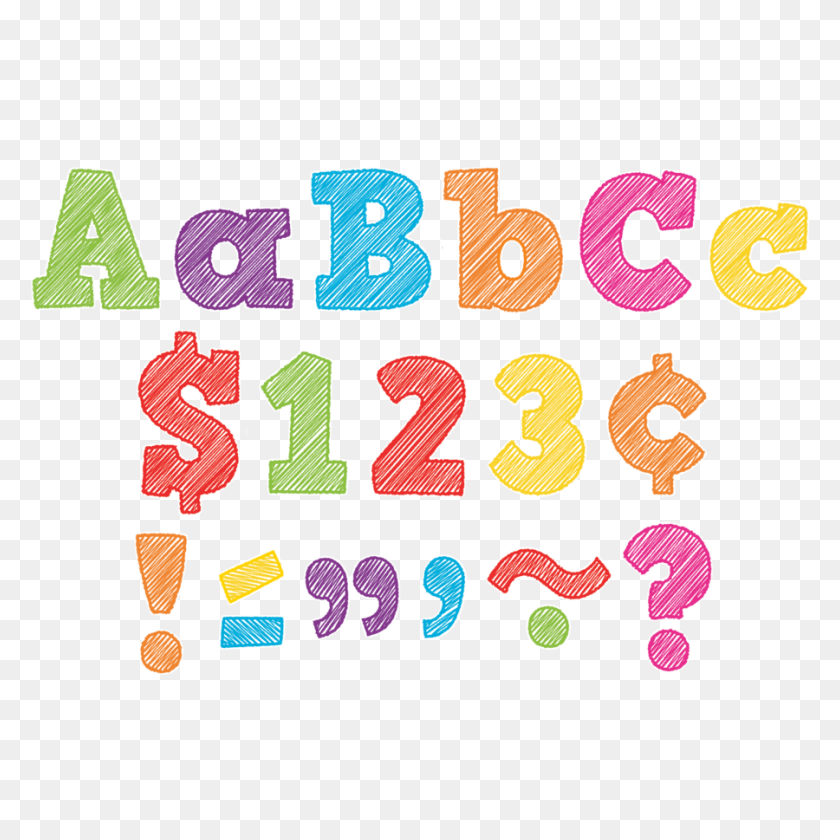 900x900 Комбинированный Набор Scribble Bold Block Letters - Клипарт С Магнитными Буквами