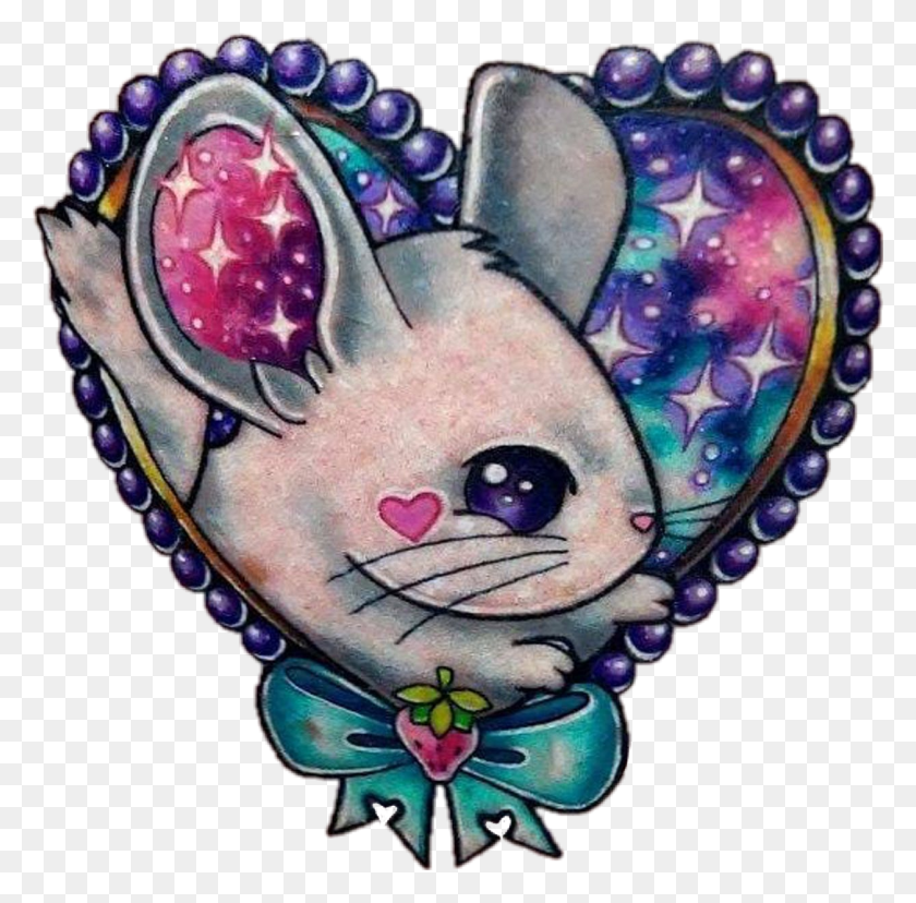1254x1236 Sctattoo Tattoo Chinchilla Heart Bow Galaxy Adorable - Chinchilla Clipart
