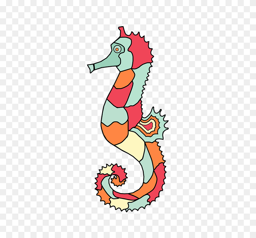 648x720 Sea Animals Clipart, Fish Clipart Set,scrapbooking Clipart - Seahorse Black And White Clipart