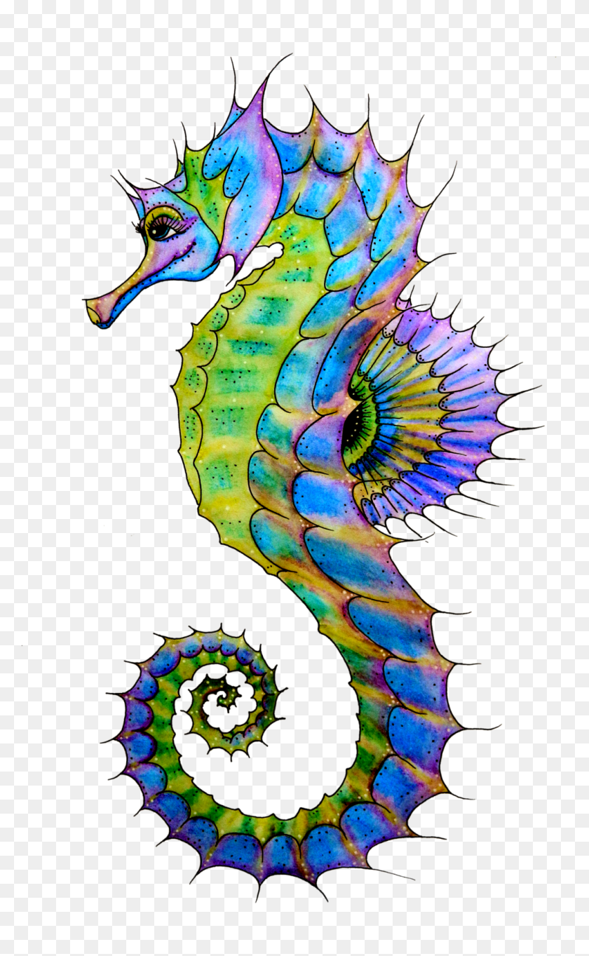 1024x1711 Sea Creatures In Seahorse Art, Art - Seahorse PNG