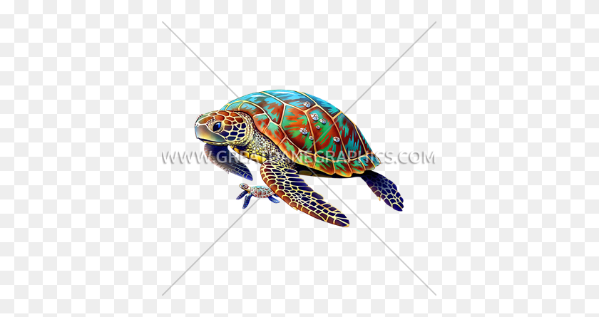 385x385 Sea Turtle With Babies Production Ready Artwork For T Shirt Printing - Sea Turtle PNG