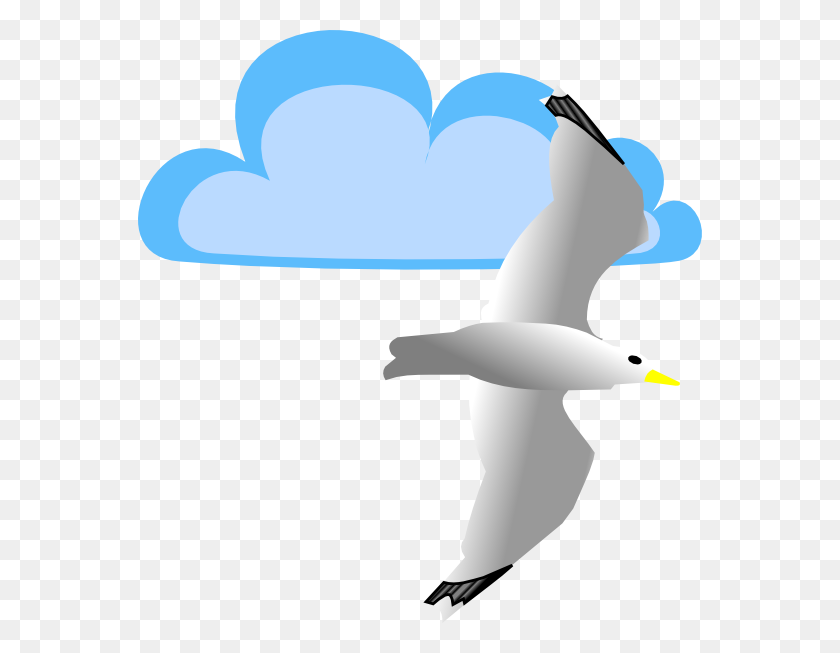 564x593 Seagull And Cloud Clip Art - Blue Sky With Clouds Clipart