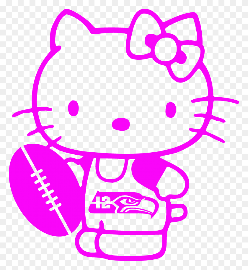 3056x3343 Seahawks Hello Kitty Pink Only - Клипарт Сиэтл Сихокс