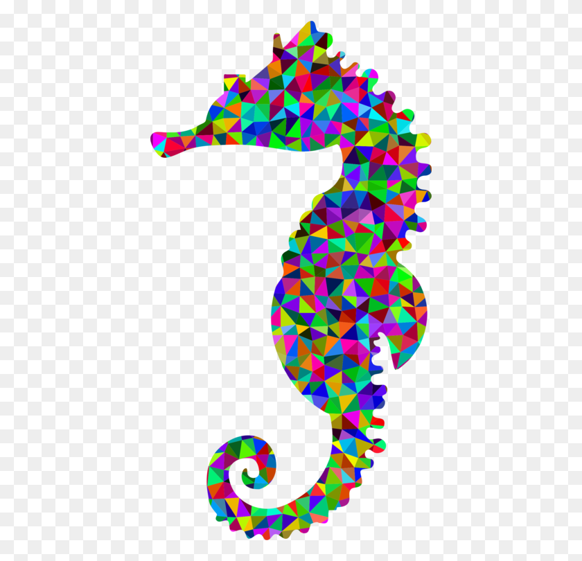 406x750 Seahorse Low Poly Drawing Silhouette - Seahorse Clipart