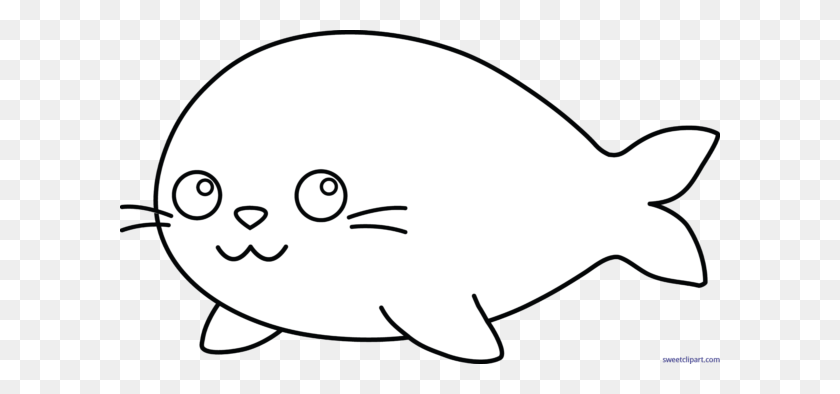 600x334 Seal Lineart Clip Art - Seal Black And White Clipart