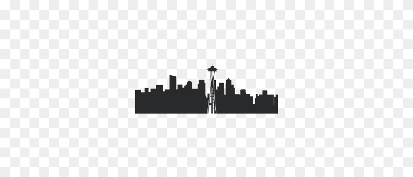300x300 Etiqueta De La Pared Del Paisaje Urbano De Seattle - Seattle Space Needle Clipart