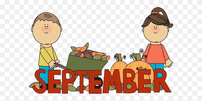 600x362 September September Fall Kids Clip Art Image The Word September - September Birthday Clipart
