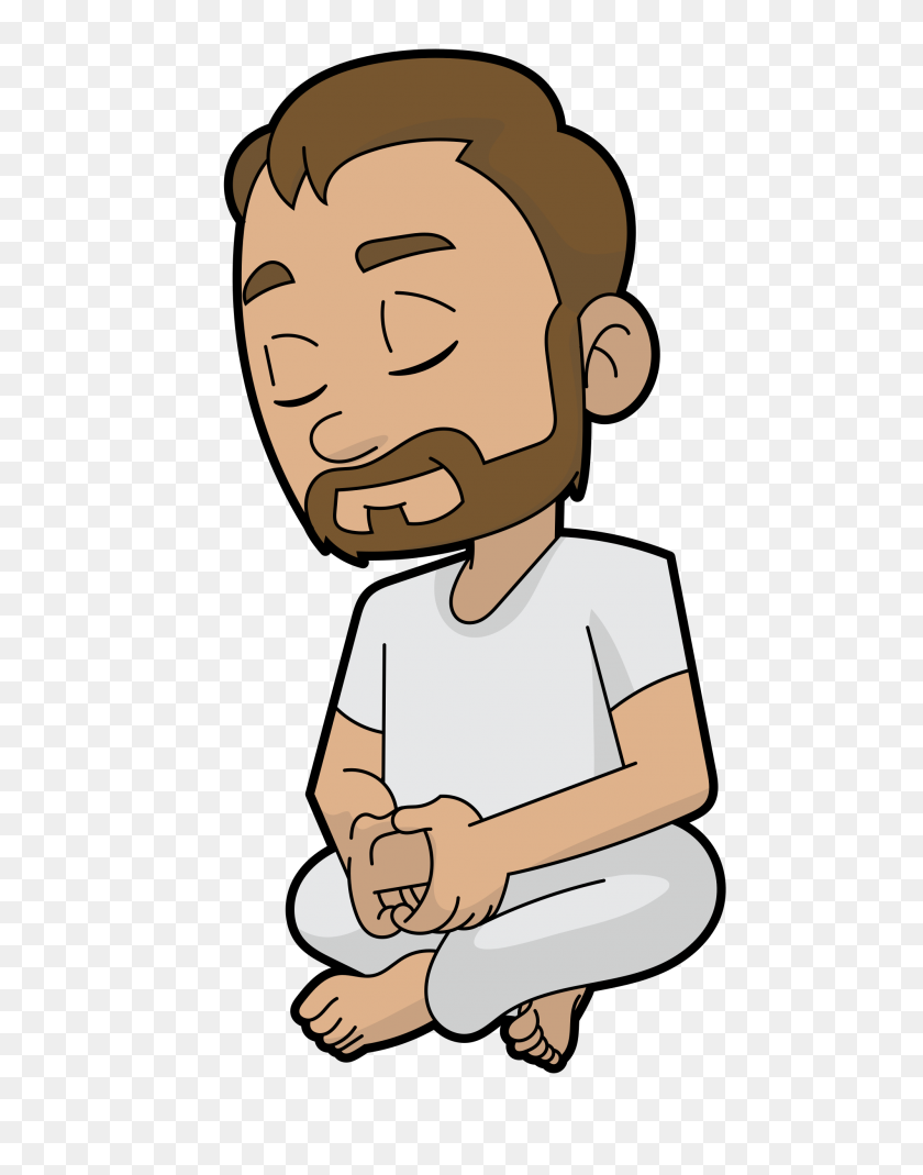2000x2588 Serious Cartoon Man In Meditation - Clasped Hands Clipart