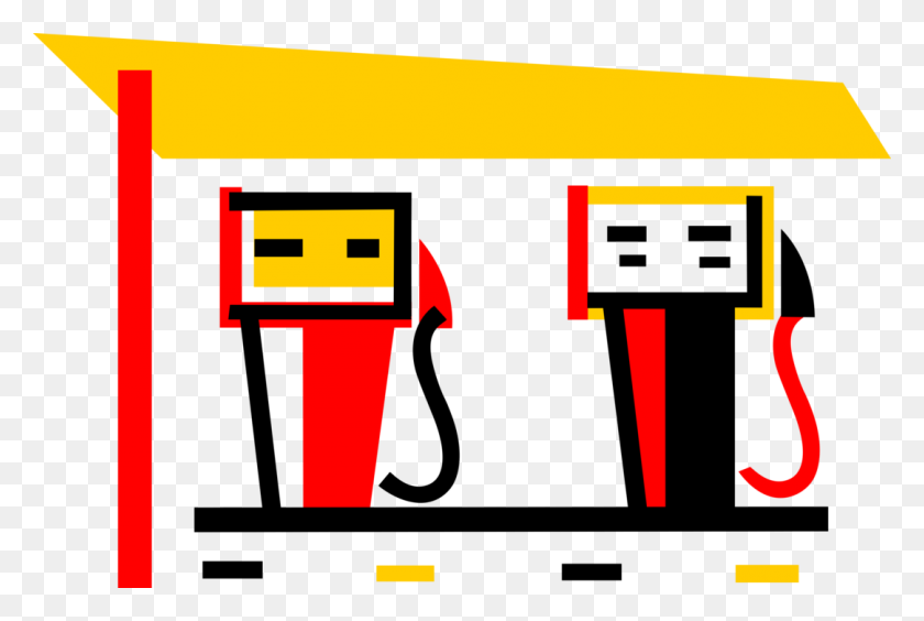 1082x700 Service Station Gas Pump And Hose - Gasoline Station Clipart