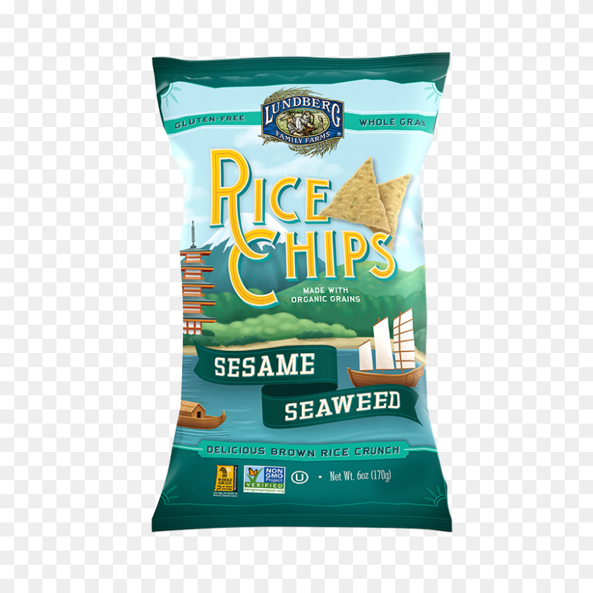 800x800 Sesame Seaweed Rice Chips Lundberg Family Farms - Chips PNG