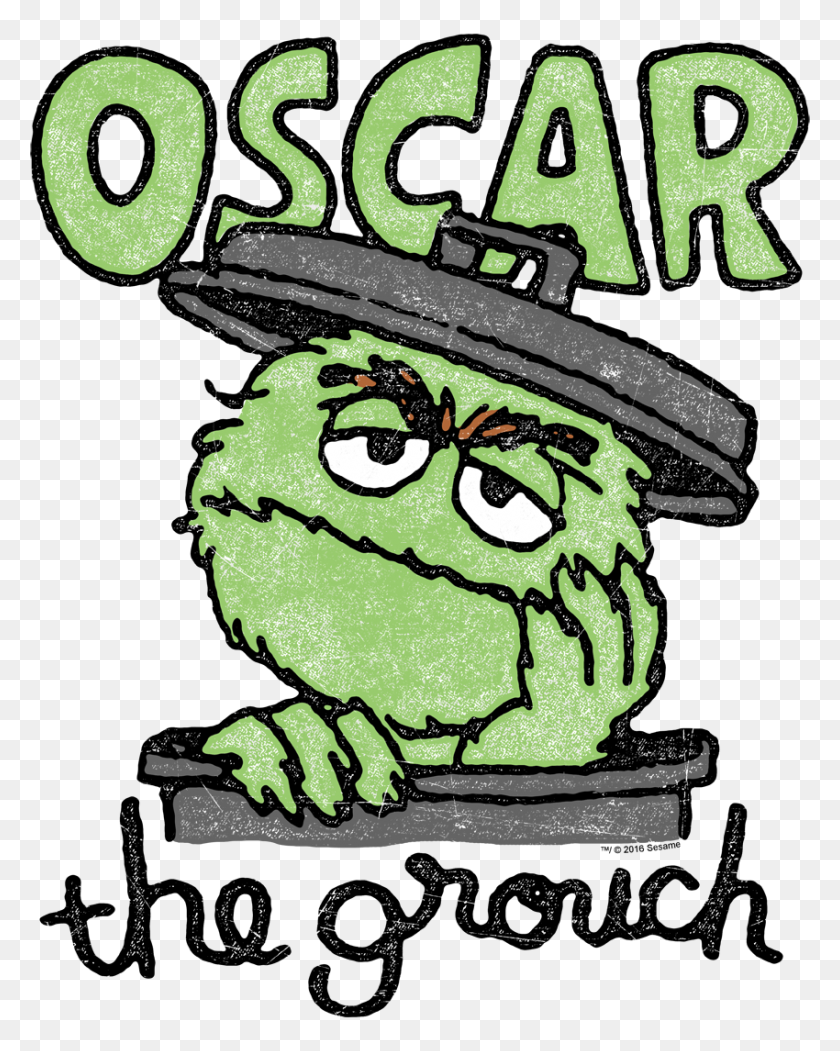850x1080 Sesame Street Canned Grouch Men's Crewneck Sweatshirt Sons Of Gotham - Oscar The Grouch PNG