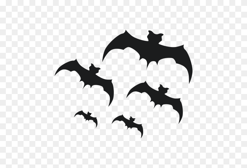 512x512 Set Of Black Bat Silhouettes - Bat Silhouette PNG