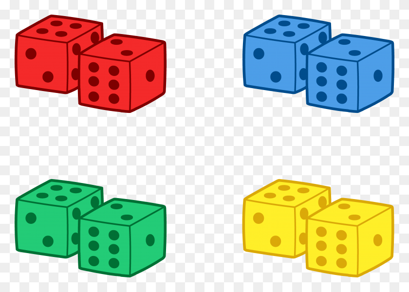 5896x4089 Set Of Colorful Playing Dice - Free Play Clipart