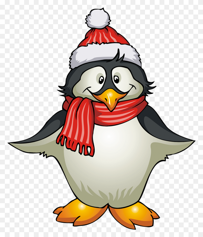 888x1048 Set Of Cute Cartoon Winter Animals Download Royalty Free Vector - Christmas Penguin Clipart