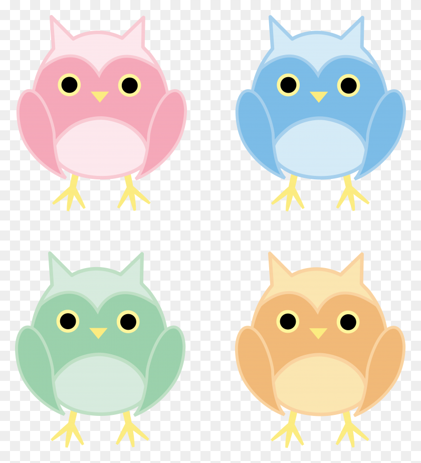 5563x6164 Set Of Four Cute Owls - Folder Clipart