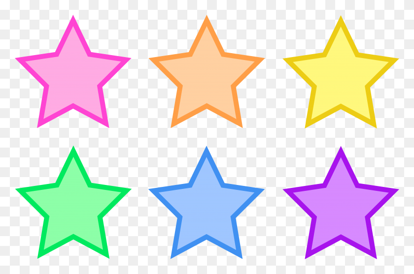 6530x4161 Set Of Six Pastel Stars - Six Clipart