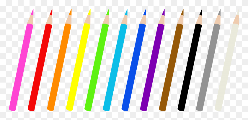 6720x2993 Set Of Twelve Colored Pencils - Pencil Clipart