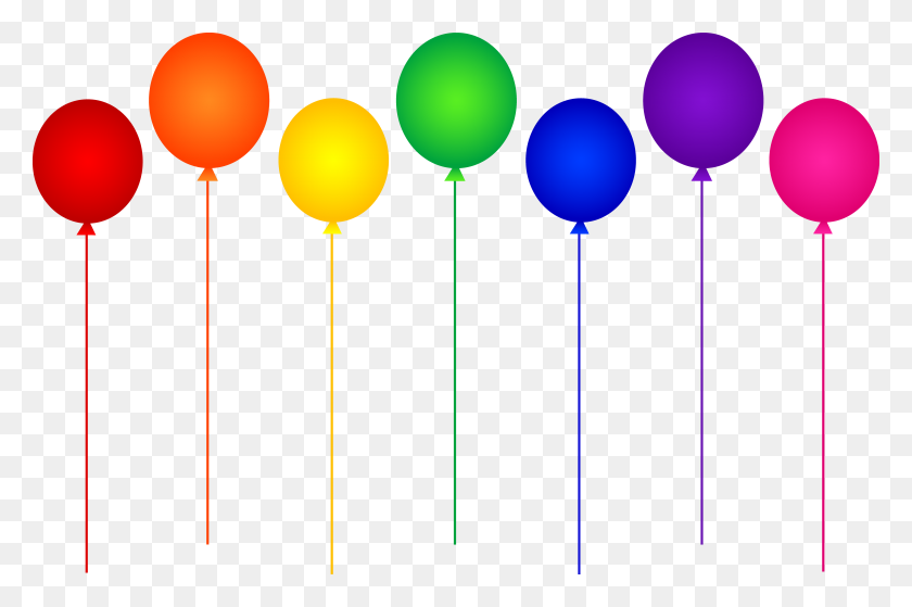 4485x2873 Seven Rainbow Birthday Party Balloons - Seven Clipart
