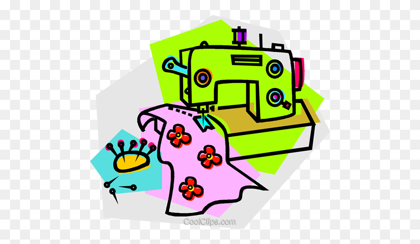 480x429 Sewing Machine Royalty Free Vector Clip Art Illustration - Sewing Clipart