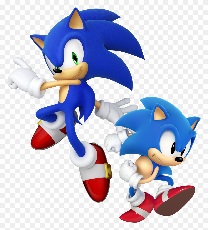 3037x3383 Sg Modern And Classic - Classic Sonic PNG