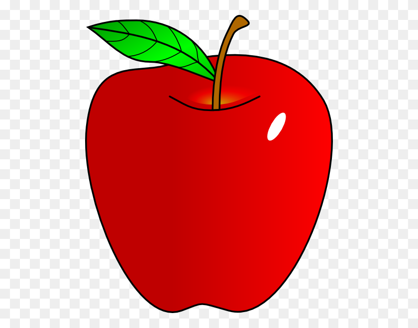 498x599 Shaded Red Apple Clip Art - Orchard Clipart