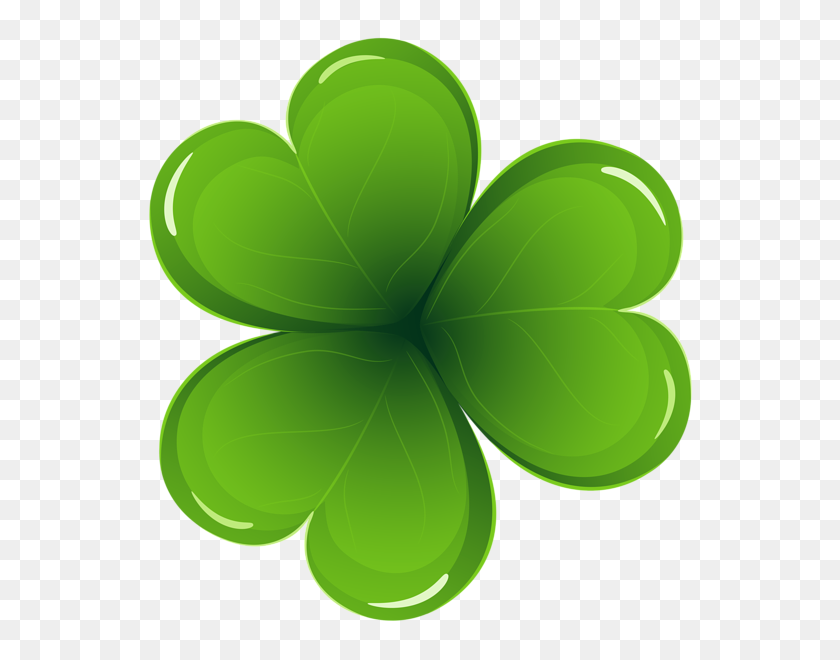 562x600 Shamrock Clipart Image A Grinning Four Leaf Clover Holding - Clover Clipart