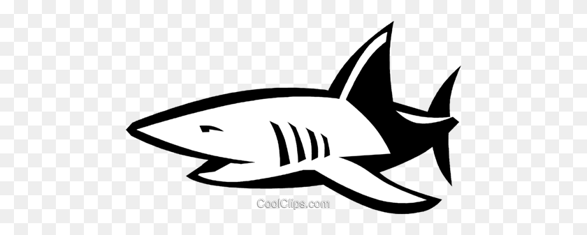 480x277 Shark Royalty Free Vector Clip Art Illustration - Shark Black And White Clipart