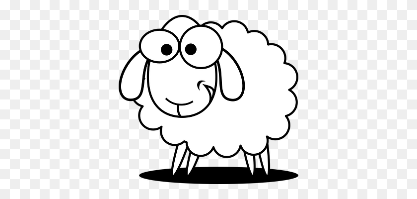 362x340 Sheep Black And White Drawn Sheep Cartoon Black And White Pencil - Lamb Clipart