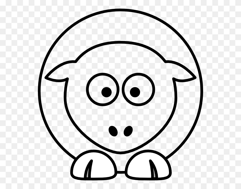 576x600 Sheep Cartoon Outline Clip Art - Sheep Black And White Clipart