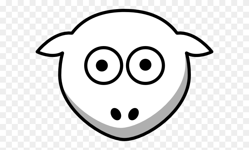 600x448 Sheep Head White Looking Straight Clip Art - Sheep Black And White Clipart