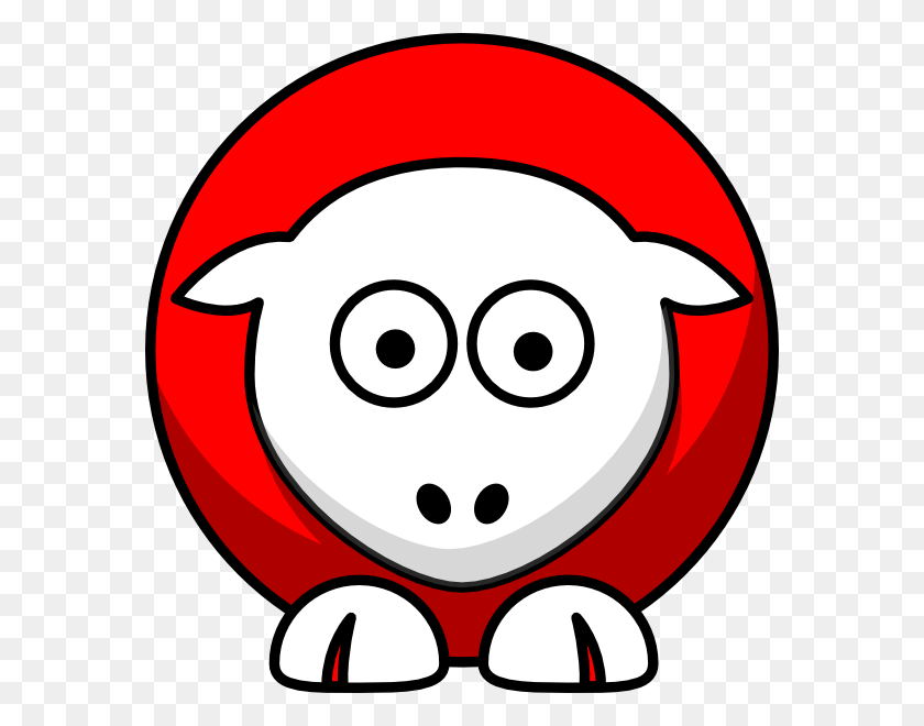 576x600 Sheep Looking Straight Red With White Face Clip Art - Straight Face Clipart