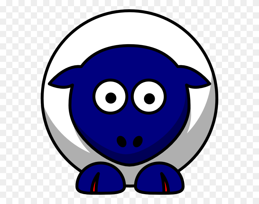 576x600 Sheep Looking Straight White With Blue Face And Red Nails Clip - Sheep Face Clipart