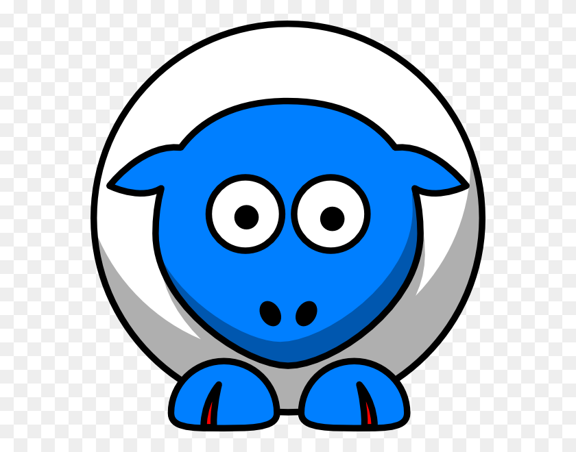576x600 Sheep Looking Straight White With Bright Blue Face And Red Nails - Sheep Face Clipart