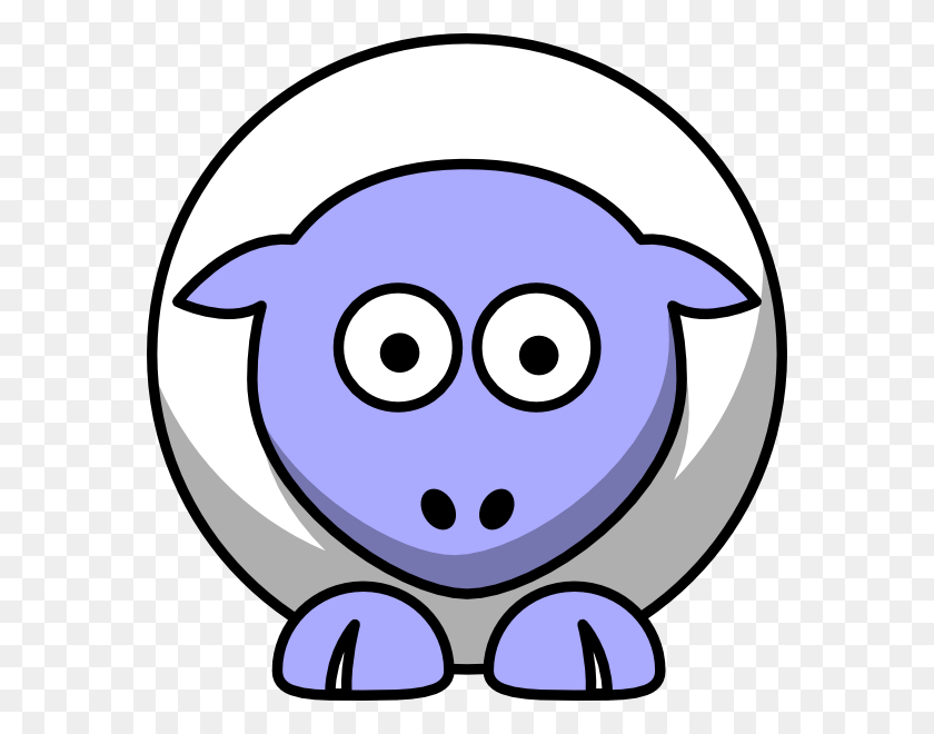 576x600 Sheep Looking Straight White With Periwinkle Face And White Nails - Cute Sheep Clipart