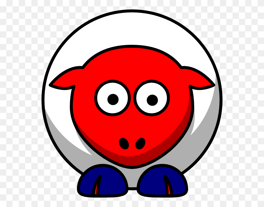 576x600 Sheep Looking Straight White With Red Face And Red Nails Clip - Straight Line Clipart