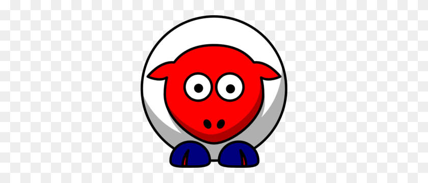 288x300 Sheep Looking Straight White With Red Face And Red Nails Clip Art - Sheep Face Clipart