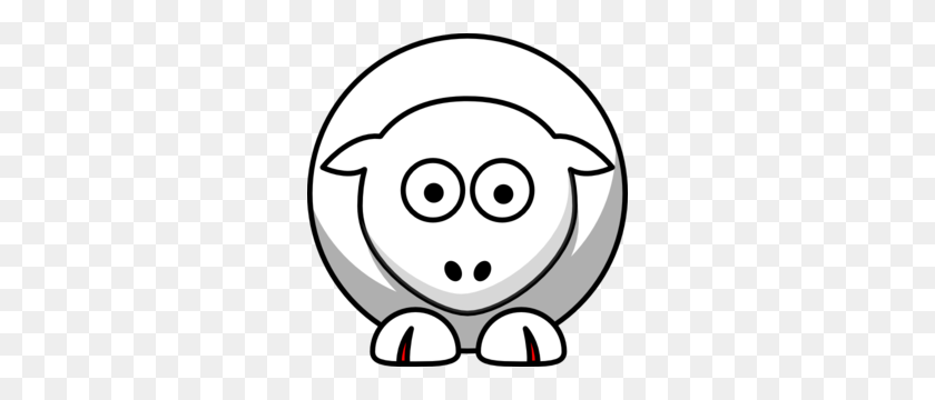 288x300 Sheep Looking Straight White With Red Toenails Clip Art - Sheep Clipart Black And White
