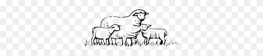300x121 Sheep Standing Clip Art - Sheep Clipart Black And White