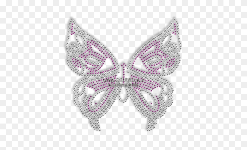 450x450 Brillante Diamante De Imitación De Cristal Y Mariposa Púrpura De Transferencia De Hierro - Diamante De Imitación Png
