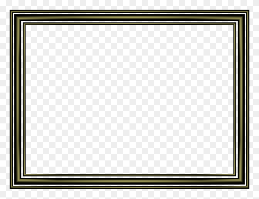 960x720 Shiny Black Elegant Separate Bands Rectangular Powerpoint Border - Simple Border PNG