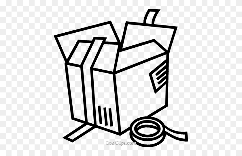 466x480 Shipping Box With Tape Royalty Free Vector Clip Art Illustration - Clipart Tape